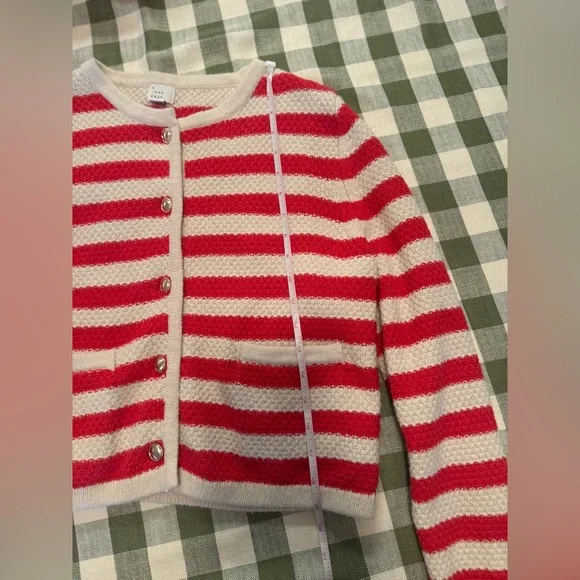 a new day Red and Cream Stripped Cardigan - Picture 8 of 13